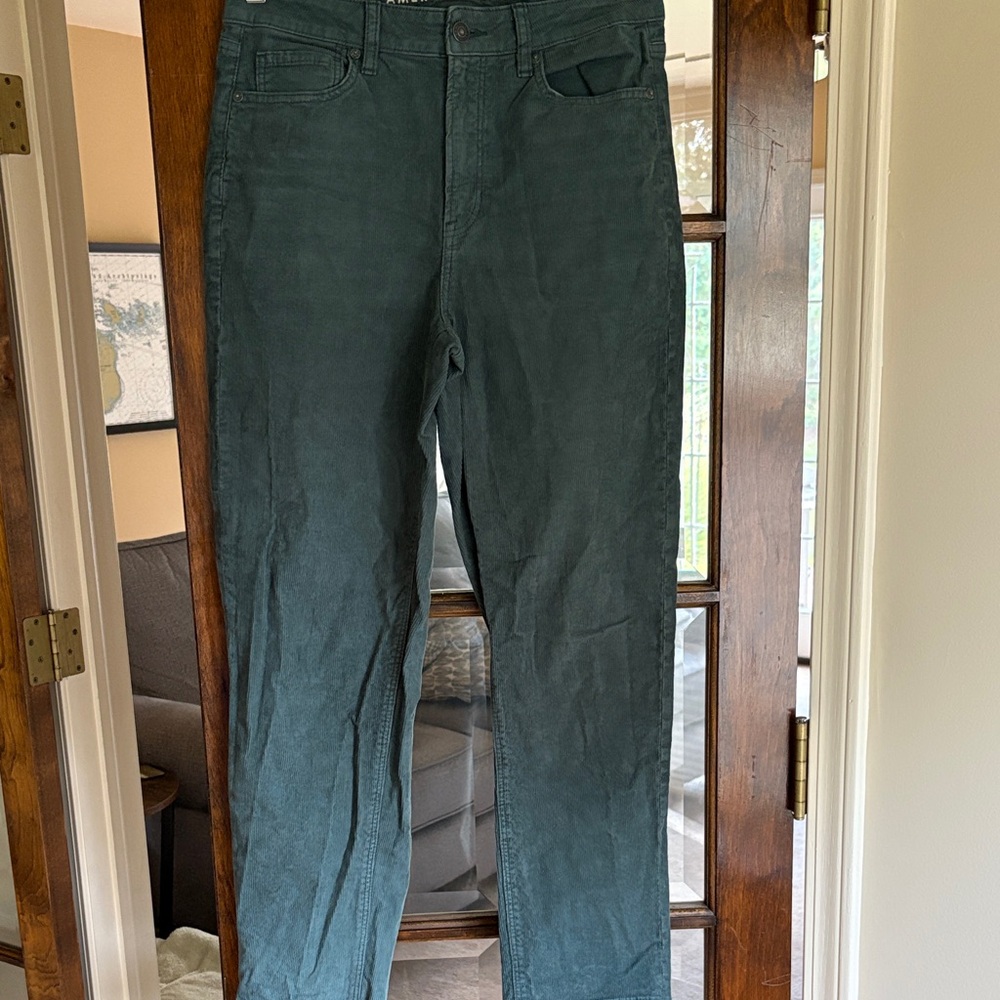 American Eagle Outfitters Green Corduroy Straight Leg Pants